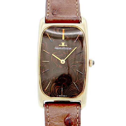 Rare JAEGER LECOULTRE Jagard Rectanguler 9107-21 Tea Brown K18YG Yellow Gold Men's Hand-wound Antique Vintage [Watch] [Used]