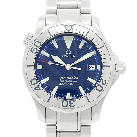 電池交換済 OMEGA オメガ シーマスター 300 プロフェッショナル 2263.80 デイト 300m防水 青 ブルー ギョーシェ SS ステンレス メンズ ボーイズ クォーツ【6ヶ月保証】【腕時計】【中古】