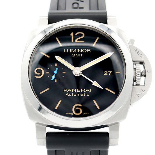 Inspector Panerai Panerai Panerai Luminol 1950 3 Days GMT PAM01320 T -number 44mm Date Small Second Black SS Stainless Steel Genuine Belt Genuine Back Men Automatic Wind