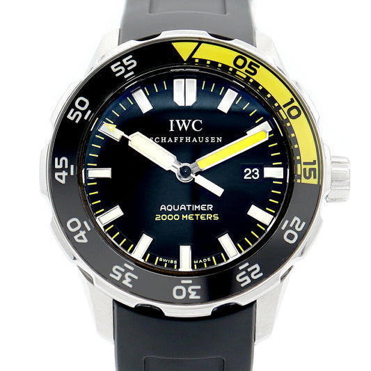 IWC インターナショナルウォッチカンパニー アクアタイマー IW356802 デイト 黒 ブラック SS ステンレス 純正ベルト 純正尾錠 メンズ  自動巻き【6ヶ月保証】【腕時計】【中古】