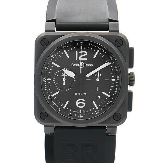 BELL＆ROSS ベル＆ロス ブラックセラミック クロノグラフ BR03-94 デイト 100m防水 黒 ブラック セラミック メンズ 自動巻き 【6ヶ月保証】【腕時計】【中古】