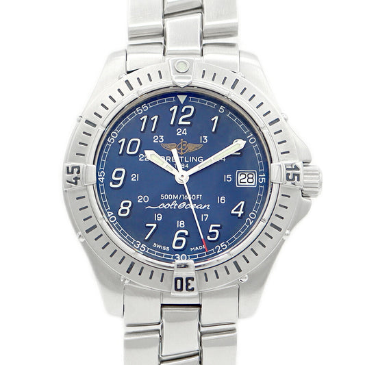 BREITLING BREITLING BREITLING Colt -Ochan A64350 Date 500m waterproof navy blue SS Stainless steel men's quartz [6 months warranty] [Watch] [Used]