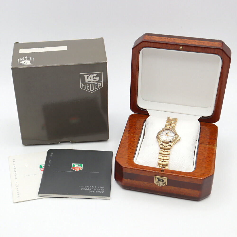 内部点検済 TAG Heuer タグホイヤー 6000シリーズ WH234 デイト ダイヤモンド 17Pダイヤ 白 ホワイト K18YG イエローゴールド 金無垢 レディース 自動巻き【6ヶ月保証】【腕時計】【中古】