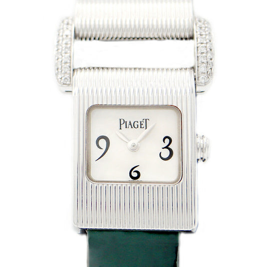 Replaced battery replaced Piaget Piaget Miss Protocol 5222 White White Shell Genuine Diamond K18WG White Gold Gold Genuine Genuine Belt Ladies Quartz