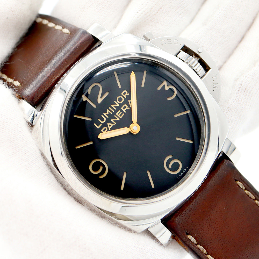 PANERAI パネライ ルミノール 1950 3DAYS 3デイズ PAM00372 O番 裏スケ 黒 ブラック SS ステンレス 純正ベルト 純正尾錠 メンズ 手巻き【6ヶ月保証】【腕時計】【中古】