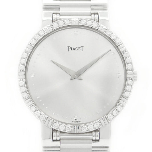 電池交換済 PIAGET ピアジェ ダンサー 84024K81 ダイヤモンドベゼル シルバー K18WG ホワイトゴールド 金無垢 メンズ ボーイズ レディース クォーツ【6ヶ月保証】【腕時計】【中古】