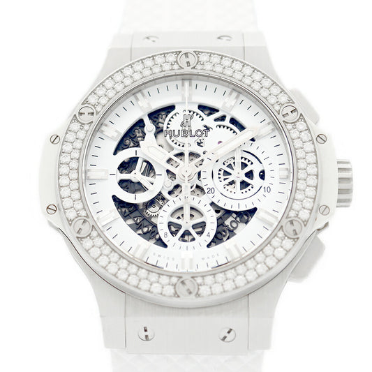 Internally inspected HUBLOT Big Bang Aerobang Chronograph 311.SE.2010.RW.1104.JSM12 44mm Japan Limited All White Date Genuine Diamond Diamond Bezel White White Skeleton SS Stainless Steel Men's Automatic Winding Big Bang [6 Month Warranty] [Watch] [Used]