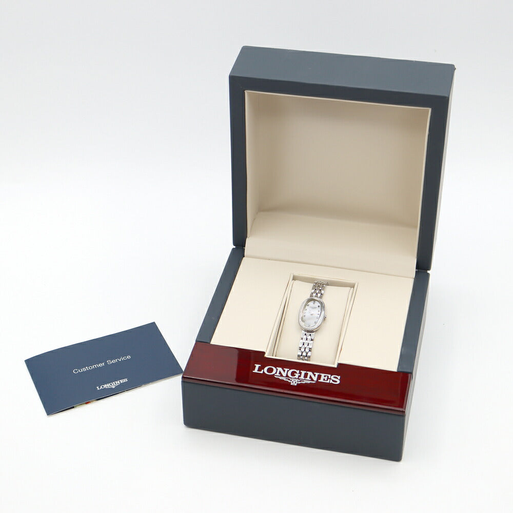 LONGINES ロンジン サンフォネット L2 304 0 13Pダイヤ ダイヤベゼル 白 ホワイトシェル SS ステンレス レディース クォーツ【6ヶ月保証】【腕時計】【中古】