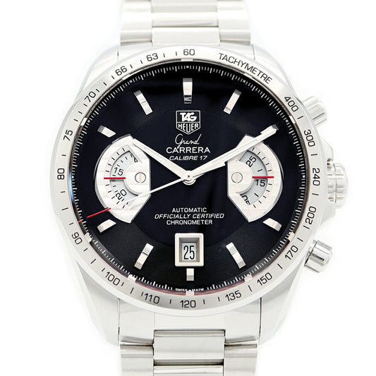 Inspection Tag HEUER Tag Heuer Tag Heer Grand Carrella Caliber 17RS Chronograph CAV511A BA0902 Date Black Black SS Stainless Men's Automatic Wind [6 months warranty] [Watch] [Used]