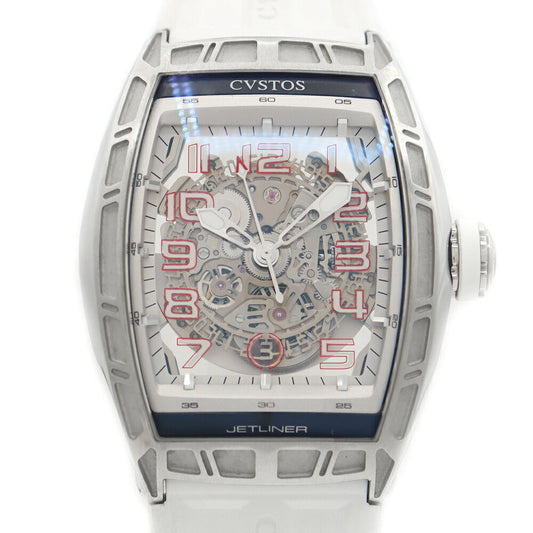 Inspector CVSTOS Custos Cast Challenge Jet Liner CVT-JET-SL ST Date White White Skeleton SS Stainless Steel Genuine Belt Genuine Tuck Men's Automatic Wind
