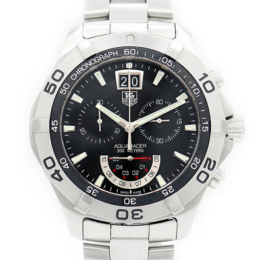 電池交換済 TAG Heuer タグホイヤー アクアレーサー クロノグラフ CAF101A BA0821 ビッグデイト 300m防水 黒 ブラック SS ステンレス メンズ クォーツ【6ヶ月保証】【腕時計】【中古】