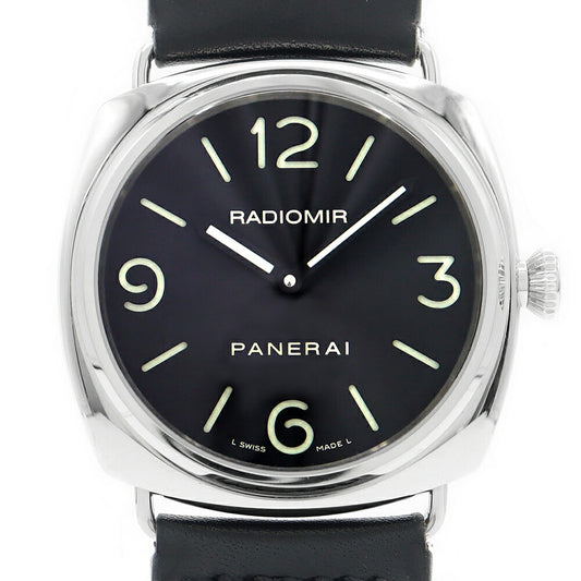 PANERAI パネライ ラジオミール ベース PAM00210 I番 100m防水 裏スケ 黒 ブラック SS ステンレス 純正ベルト 純正尾錠 メンズ 手巻き【6ヶ月保証】【腕時計】【中古】