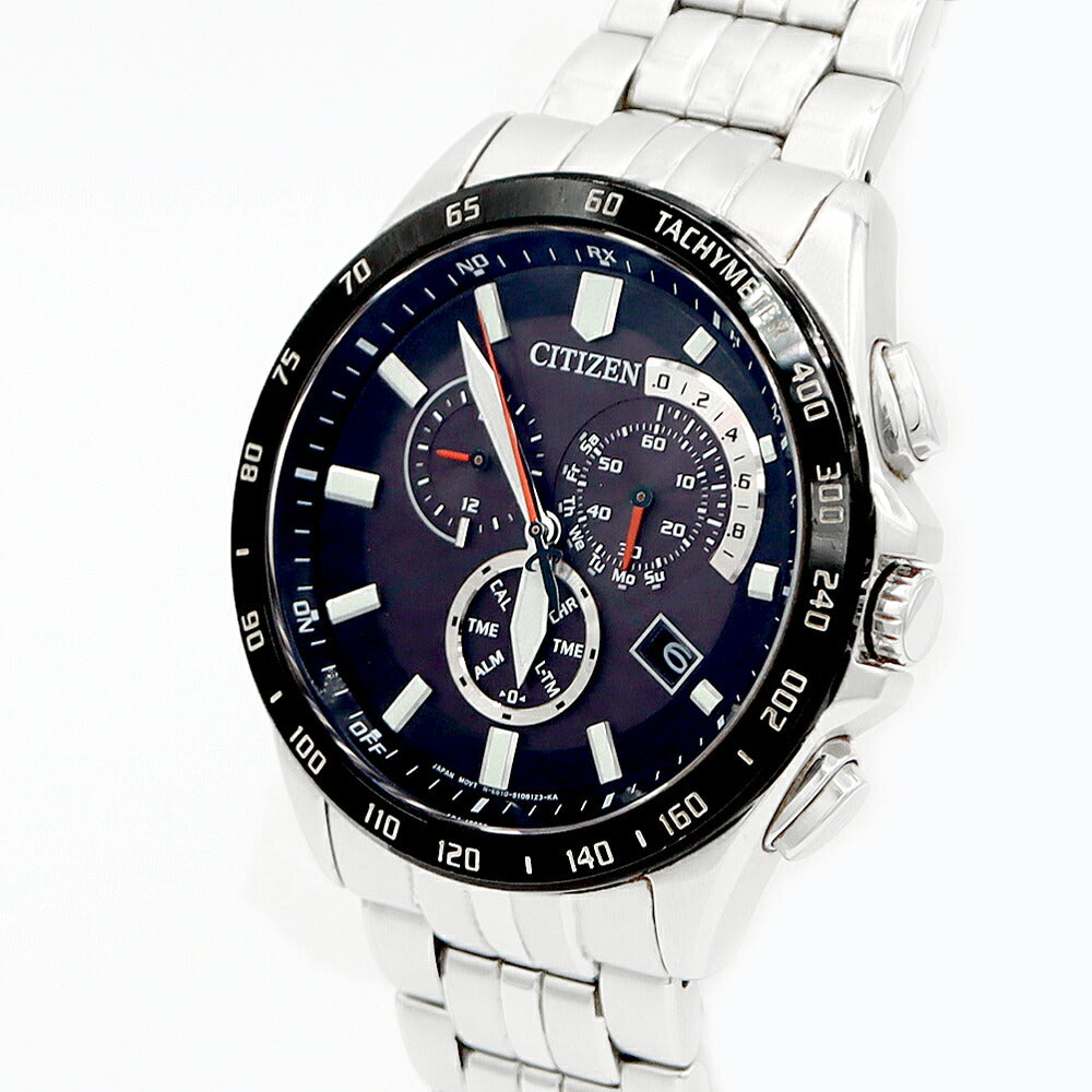 CITIZEN シチズン シチズンコレクション AT3004-58E E610-S074339 エコドライブ クロノグラフ デイト 黒 ブラック SS ステンレス メンズ ソーラー電波【6ヶ月保証】【腕時計】【中古】