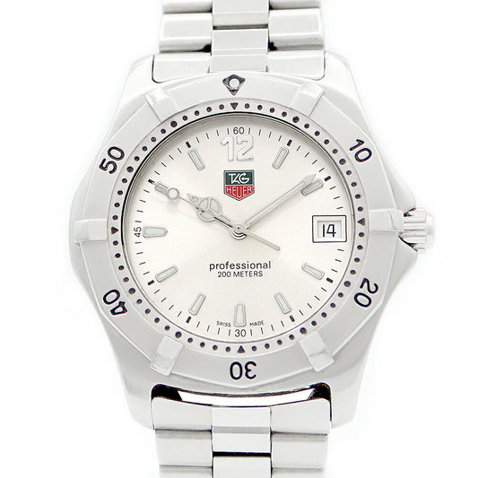 電池交換済 TAG Heuer タグホイヤー 2000シリーズ プロフェッショナル WK1112 デイト 200m防水 シルバー SS ステンレス メンズ クォーツ【6ヶ月保証】【腕時計】【中古】