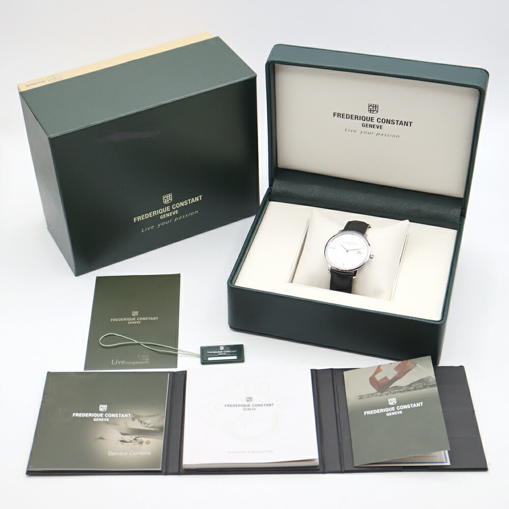 内部点検済 FREDERIQUE CONSTANT フレデリックコンスタント スリムライン FC-306X4S23/5/6  FC-306S4S6 デイト シルバー SS ステンレス 純性ベルト 純正尾錠 メンズ 自動巻き【6ヶ月保証】【腕時計】【中古】