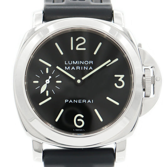 Inspector Panerai Panerai Panerai Luminol Marina PAM00001 C 300m Waterproof Small Second Black Black SS Stainless Steel Genuine Rubber Belt Genuine Tuck Men Hand -wound [6 months warranty] [Watch] [Used]