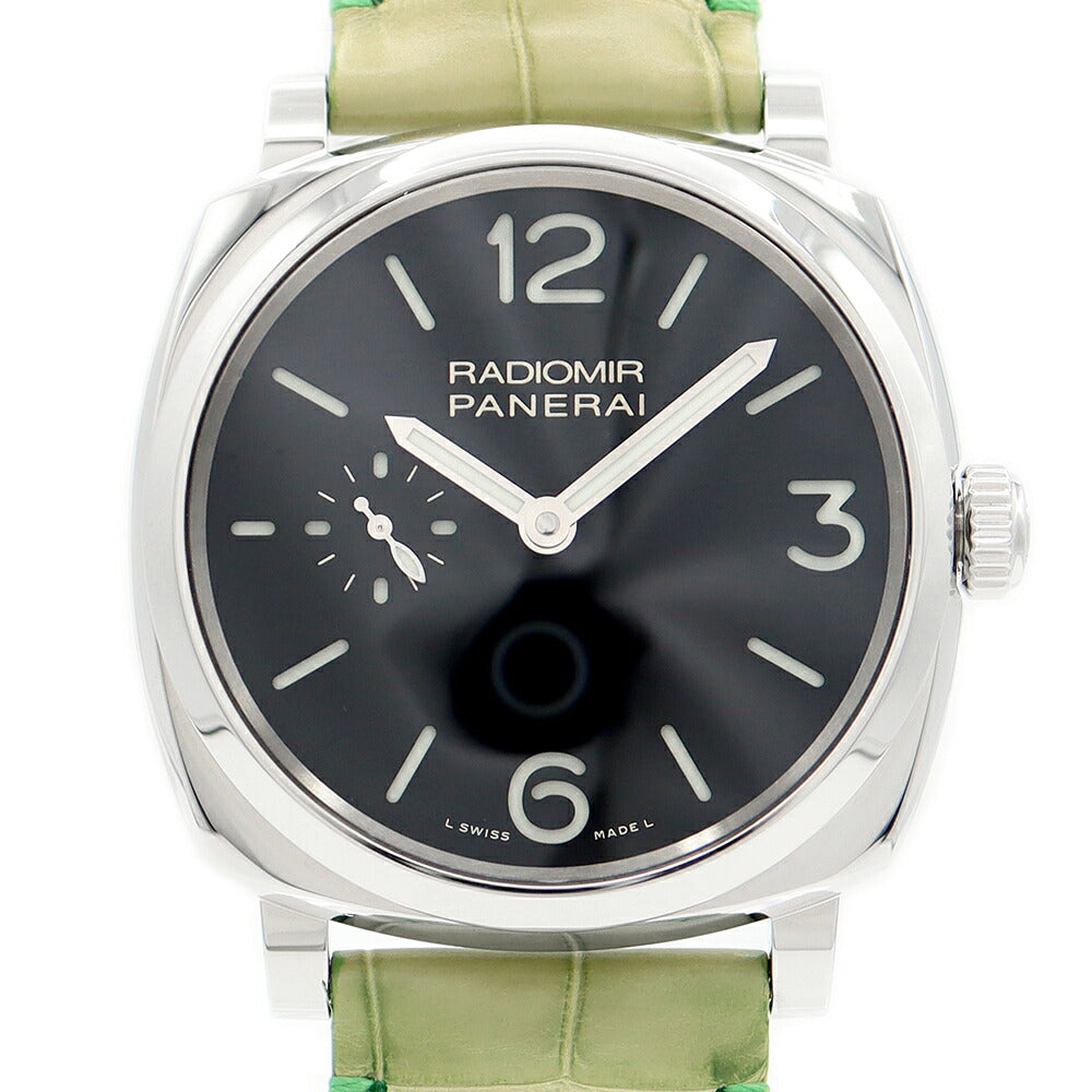内部点検済 PANERAI パネライ ラジオミール 1940 3デイズ アッチャイオ PAM00574 R番 スモールセコンド 黒 ブラック SS ステンレス 純正ベルト 純正尾錠 メンズ 手巻き【6ヶ月保証】【腕時計】【中古】
