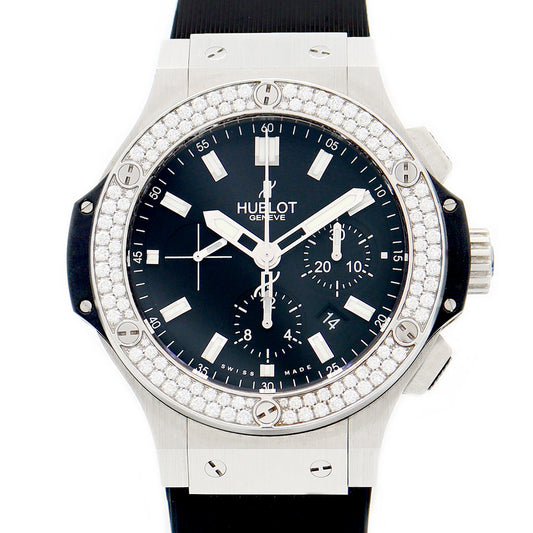 Inspector HUBLOT Uburo Big Big Bang Evolution Chronograph 301.sx.1170.RX.1104 44mm Date Genuine Diamond Diamond Bezel Black Black SS Stainless Steel Genuine Belt Genuine Buckwheat Men Automatic Wind