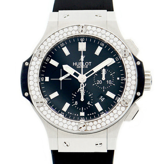Inspector HUBLOT Uburo Big Big Bang Evolution Chronograph 301.sx.1170.RX.1104 44mm Date Genuine Diamond Diamond Bezel Black Black SS Stainless Steel Genuine Belt Genuine Buckwheat Men Automatic Wind