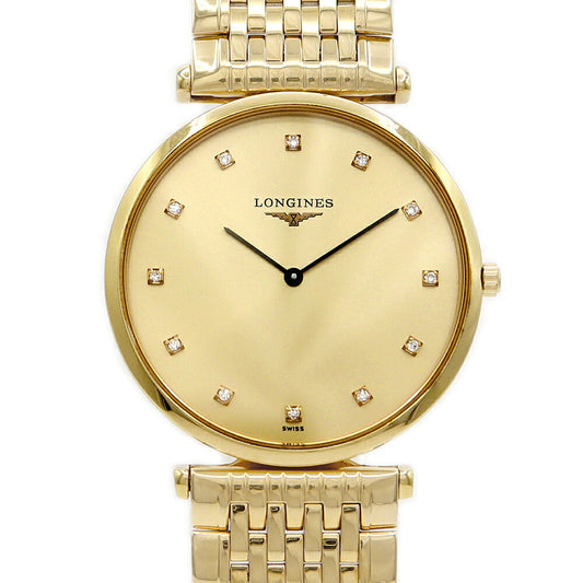 電池交換済 LONGINES ロンジン グランドクラシック L4.709.2 12Pダイヤモンド ゴールド YGP イエローゴールド SS ステンレス メンズ クォーツ【6ヶ月保証】【腕時計】【中古】