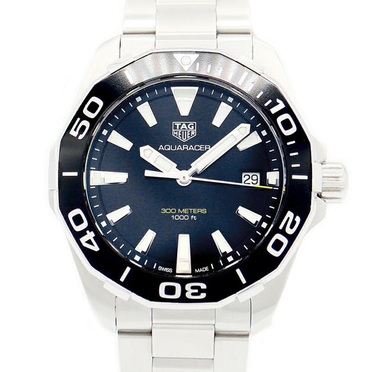 電池交換済 TAG Heuer タグホイヤー アクアレーサー WAY111A BA0928 デイト 300m防水 黒 ブラック SS ステンレス メンズ クォーツ【6ヶ月保証】【腕時計】【中古】