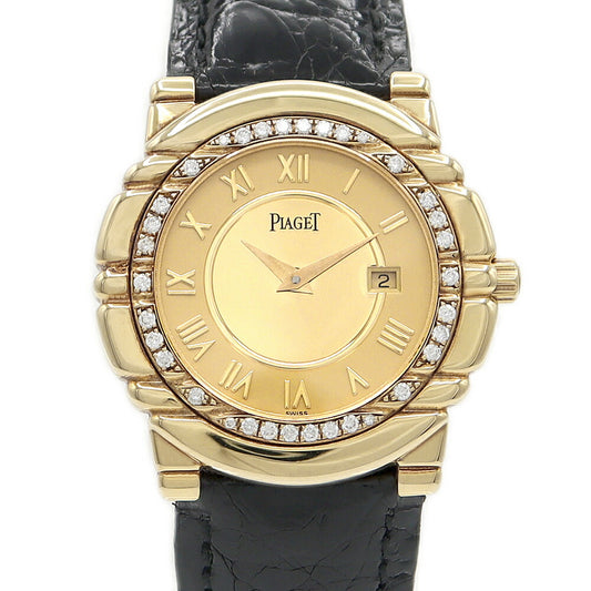 電池交換済 PIAGET ピアジェ タナグラ K18YG ダイヤベゼル 17243 ダイヤモンド イエローゴールド 純正ベルト 純正尾錠 メンズ クオーツ【6ヶ月保証】【腕時計】【中古】