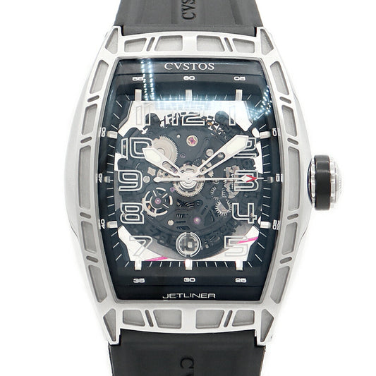 Inspector CVSTOS Custos Cast Challenge Jet Liner CVT-JET-SL ST Date Skeleton Black Black SS Stainless Steel Genuine Belt Genuine Buckwheat Men Automatic Wind