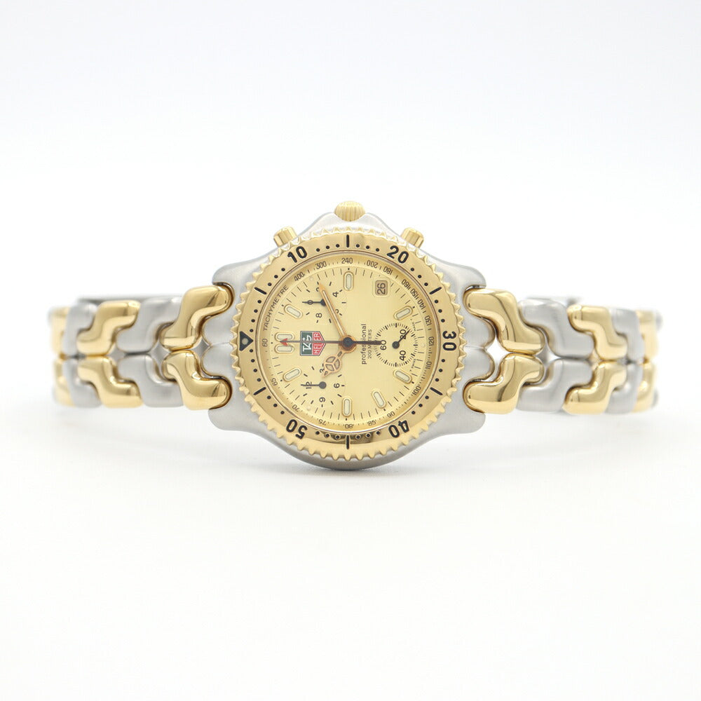 電池交換済 TAG Heuer タグホイヤー S/el セルシリーズ プロフェッショナル クロノグラフ CG1121 BB0424 デイト 200m防水 シャンパンゴールド YG イエローゴールド SS ステンレス コンビ メンズ クォーツ【6ヶ月保証】【腕時計】【中古】