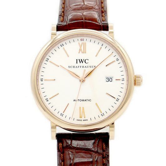 IWC インターナショナルウォッチカンパニー ポートフィノ IW356504 デイト シルバー K18RG K18PG ピンクゴールド 純正ベルト 純正尾錠 メンズ 自動巻き 【6ヶ月保証】【腕時計】【中古】