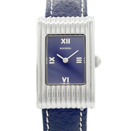 Boucheron Boucheron Boucheron Boucheron Reflection Blue Navy SS Stainless Steel Genuine Belt Genuine Buckle Ladies Quartz