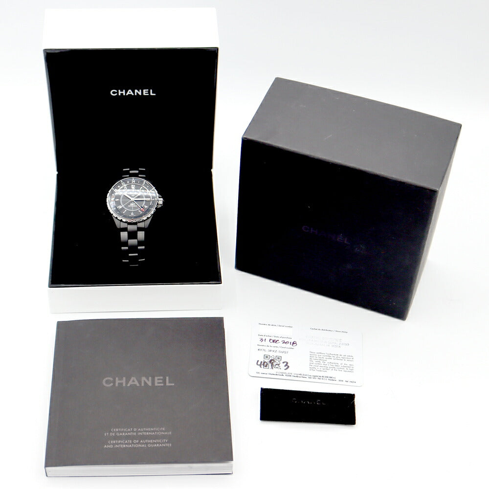 CHANEL シャネル J12 GMT H3101 42mm 100ｍ防水 デイト 黒 マット ブラック セラミック SS ステンレス メンズ 自動巻き【6ヶ月保証】【腕時計】【中古】