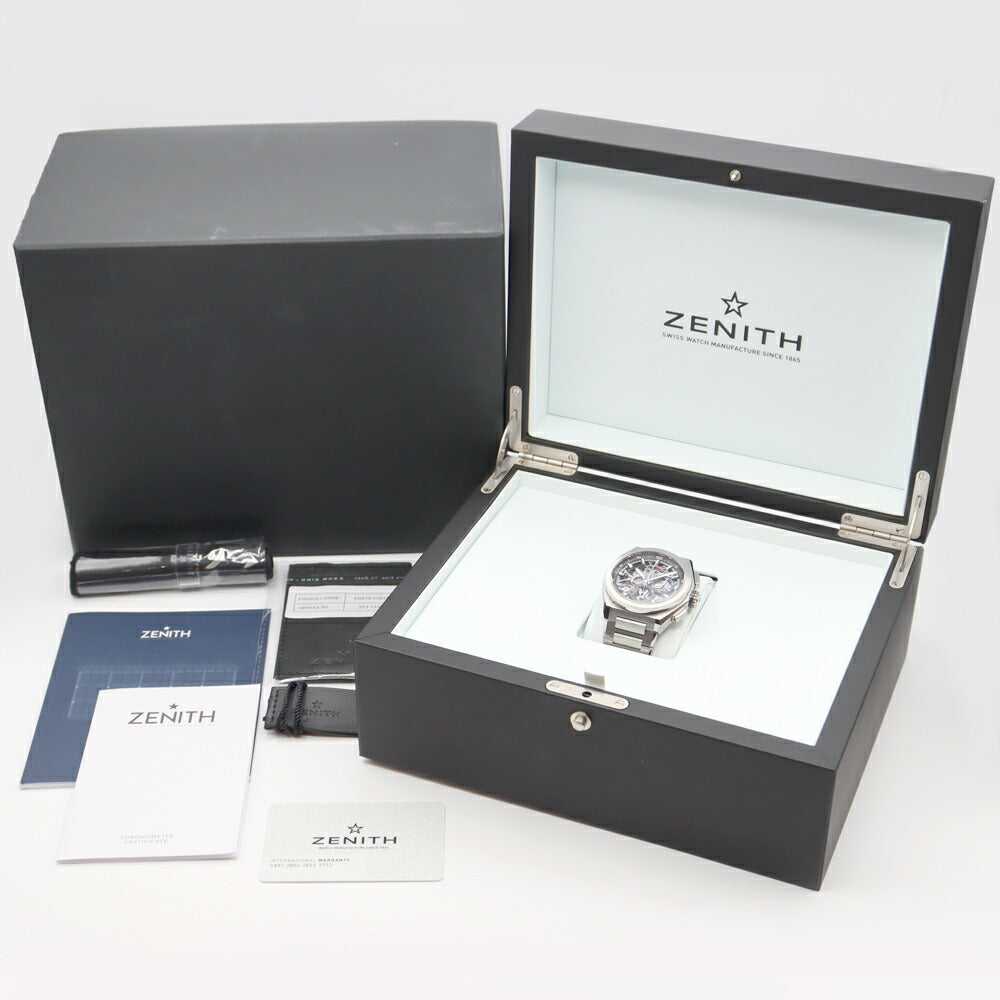 ZENITH ゼニス デファイ エルプリメロ 21 クロノグラフ 95.9000.9004 78.M9000 100m防水 スケルトン シルバー Ti チタン メンズ 自動巻き エル・プリメロ【6ヶ月保証】【腕時計】【中古】