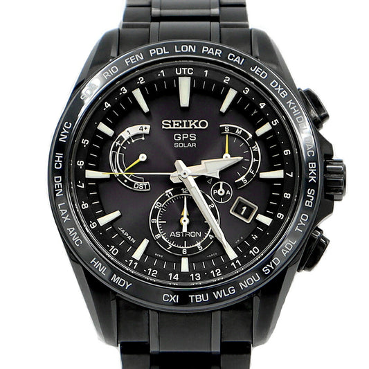 SEIKO セイコー アストロン GPS クロノグラフ 8X53-0AD0-2 SBXB079 デイデイト デュアルタイム パワーリザーブ 黒 ブラック セラミック TI チタン メンズ ソーラー電波 クォーツ【6ヶ月保証】【腕時計】【中古】