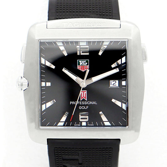 Battery replacement TAG HEUER Tag Heuer Professional Golf Watch Tiger Woods Limited Model WAE1110 FT6004 8000 Limited Date Black Titan Men's Quartz [6 months Guarantee] [Watch] [Used]