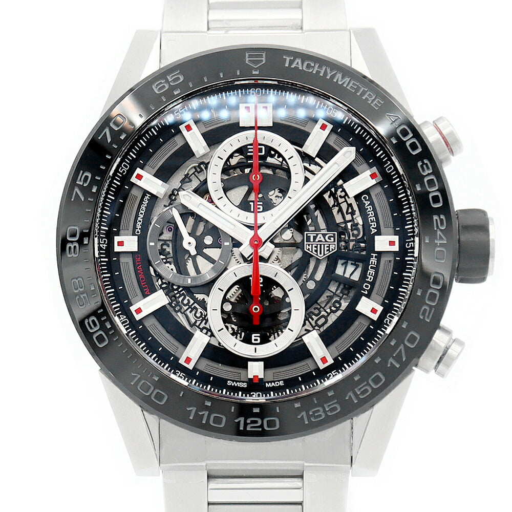 Inspection Tag Heuer Tag Heuer Tag Hoire Carrella Caliver II 01 Chronograph CAR2A1W BA0703 Tachimeter Date Black Black Skeleton SS Stainless Men's Automatic Wind [6 months Warranty] [Watch] [Used]