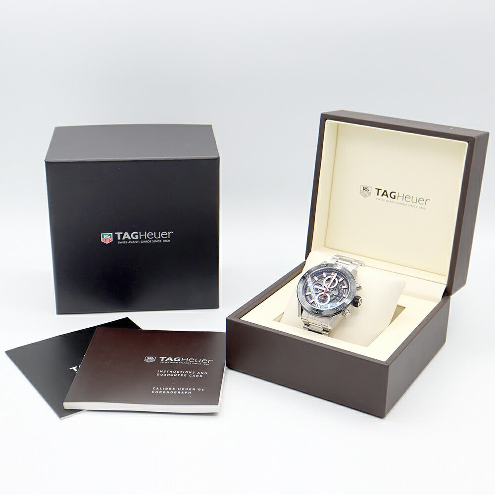 Inspection Tag Heuer Tag Heuer Tag Hoire Carrella Caliver II 01 Chronograph CAR2A1W BA0703 Tachimeter Date Black Black Skeleton SS Stainless Men's Automatic Wind [6 months Warranty] [Watch] [Used]