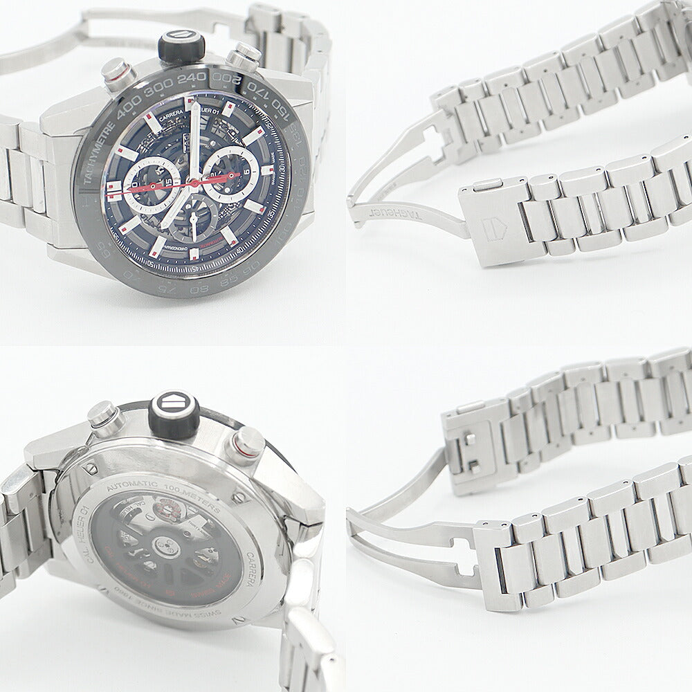 Inspection Tag Heuer Tag Heuer Tag Hoire Carrella Caliver II 01 Chronograph CAR2A1W BA0703 Tachimeter Date Black Black Skeleton SS Stainless Men's Automatic Wind [6 months Warranty] [Watch] [Used]