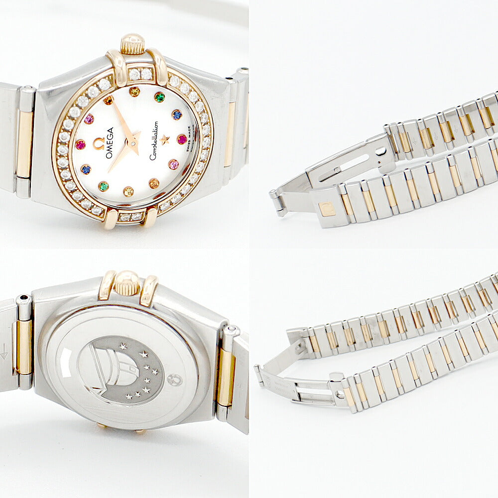 Battery replacement OMEGA Omega Constellation Mini Iris Maichois 1367.79 Genuine Diamond Diamond Besel White Shell K18YG Yellow Gold SS Stainless Certain Combination Ladies Quartz [6 months warranty] [Used]