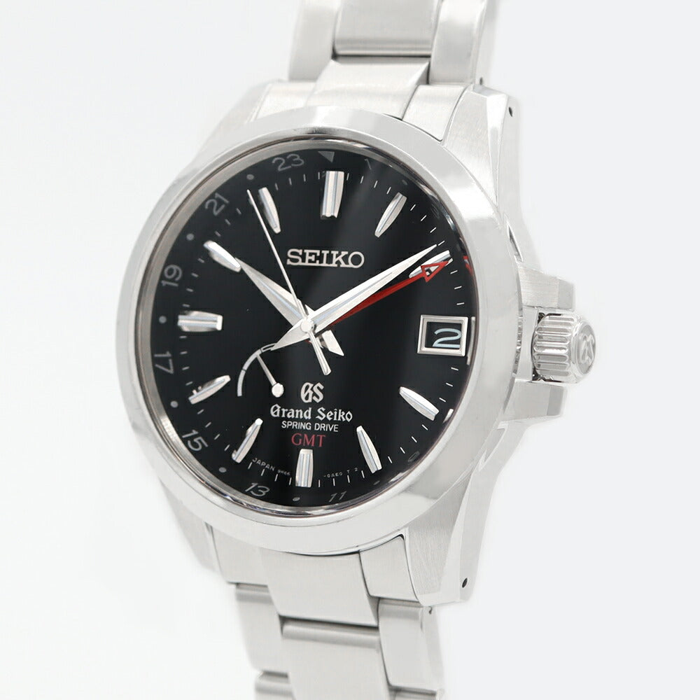 SEIKO セイコー Grand Seiko GS グランドセイコー 9R66-0AE0 SBGE013 GMT パワーリザーブ デイト 黒 ブラック SS ステンレス メンズ 自動巻き スプリングドライブ【6ヶ月保証】【腕時計】【中古】