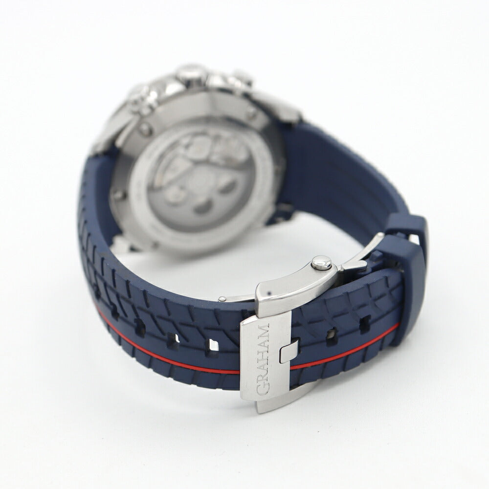 Inspected GRAHAM Graham Graham Silver Stone RS Racing Chronograph 2STEA.U02A.K107F Dayde 100m Waterproof blue Blue Navy Back Ske SS Stainless Steel Genuine Belt Genuine Buckwheat Men's Automatic Wind [6 months warranty] [Watch]