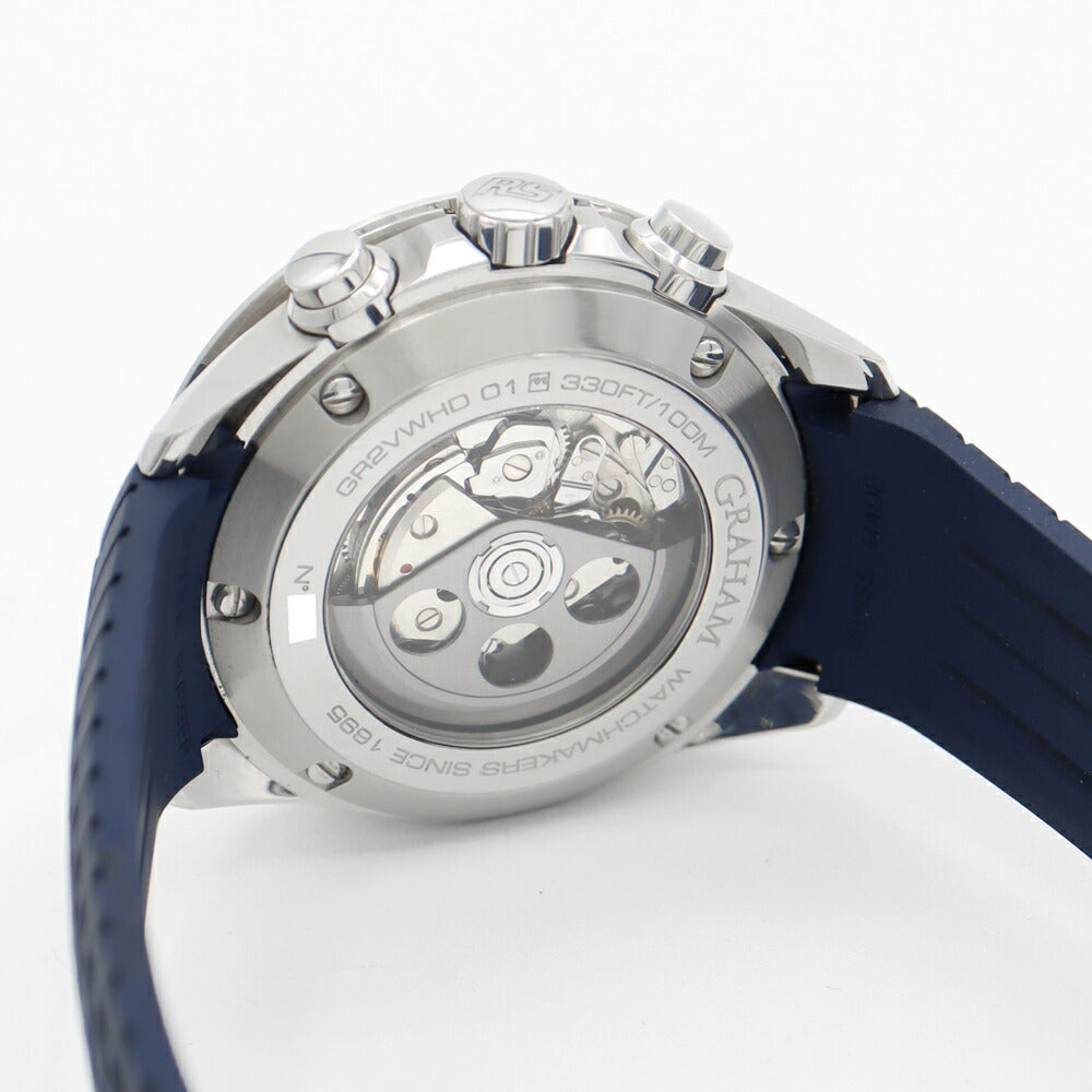 Inspected GRAHAM Graham Graham Silver Stone RS Racing Chronograph 2STEA.U02A.K107F Dayde 100m Waterproof blue Blue Navy Back Ske SS Stainless Steel Genuine Belt Genuine Buckwheat Men's Automatic Wind [6 months warranty] [Watch]