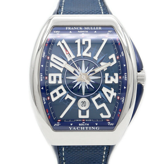 内部点検済 FRANCK MULLER フランクミュラー ヴァンガード ヨッティング V45SCDT YACHTING デイト 青 ブルー SS ステンレス 純正ベルト 純正尾錠 メンズ 自動巻き【6ヶ月保証】【中古】【腕時計】