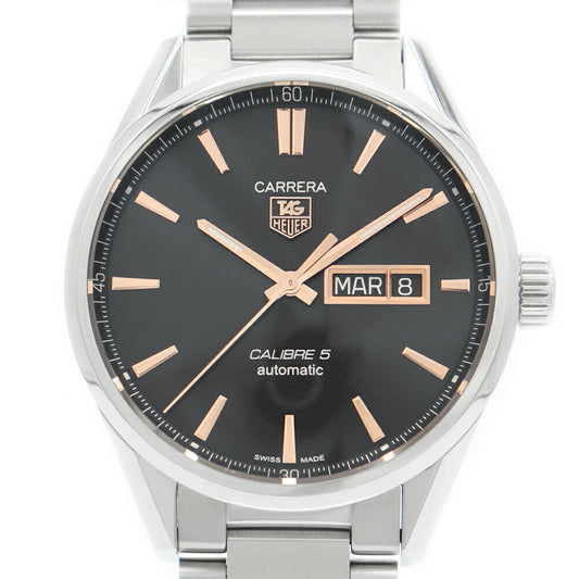 TAG HEUER Taghoier Carrella Calibur 5 WAR201C.BA0723 Day Date 100m Waterproof Black SS Stainless Men Automatic Wind [6 months warranty] [Watch] [Used]