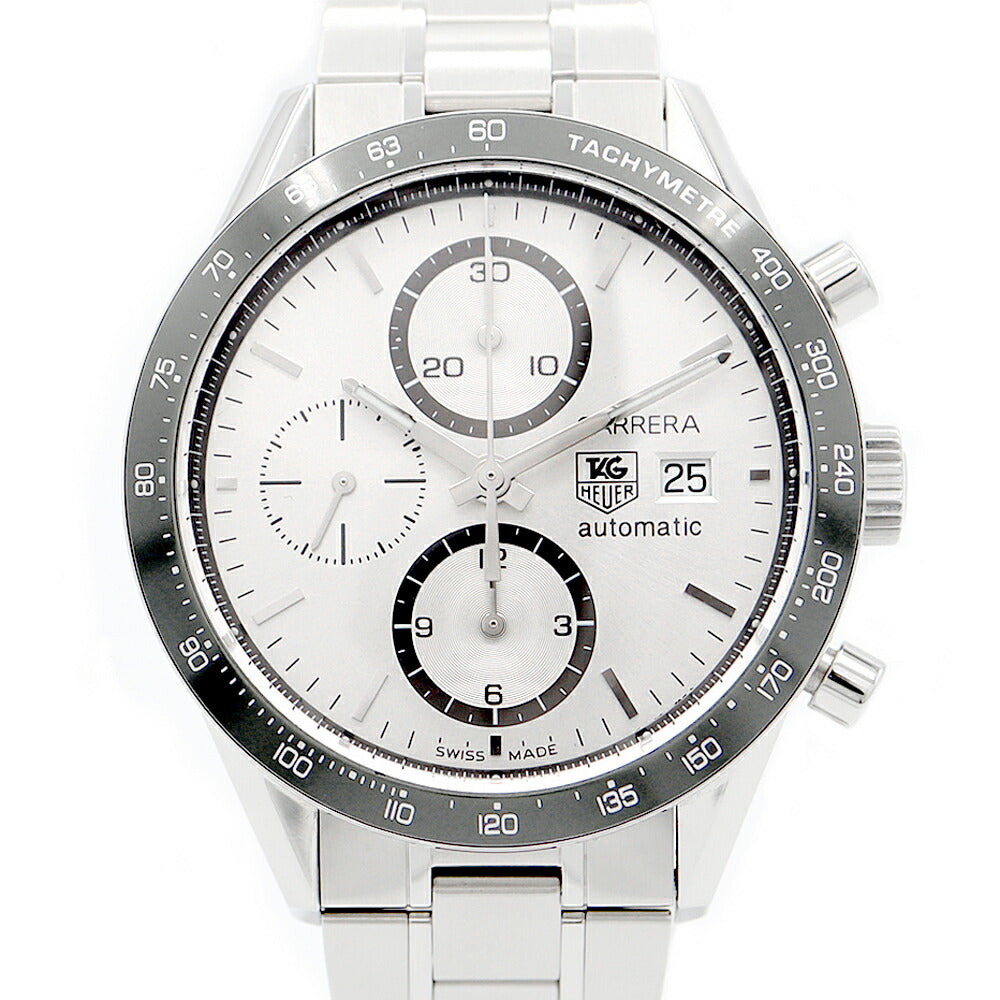 OH STAG HEUER Taghoier Carrera Chronograph CV2011 BA0786 Back Sked Date Tachymeter Silver SS Stainless Men Automatic Wind [6 months warranty] [Watch] [Used]