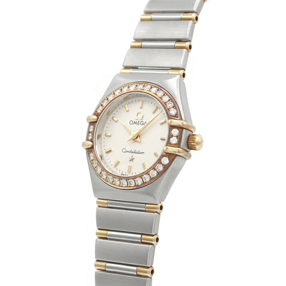 Battery replacement OMEGA Omega Constellation Mini 12P diamond 1367.30 Genuine diamond diamond bezel silver K18YG Yellow Gold SS Stainless steel combination Ladies quartz [6 months warranty] [Watch] [Used]