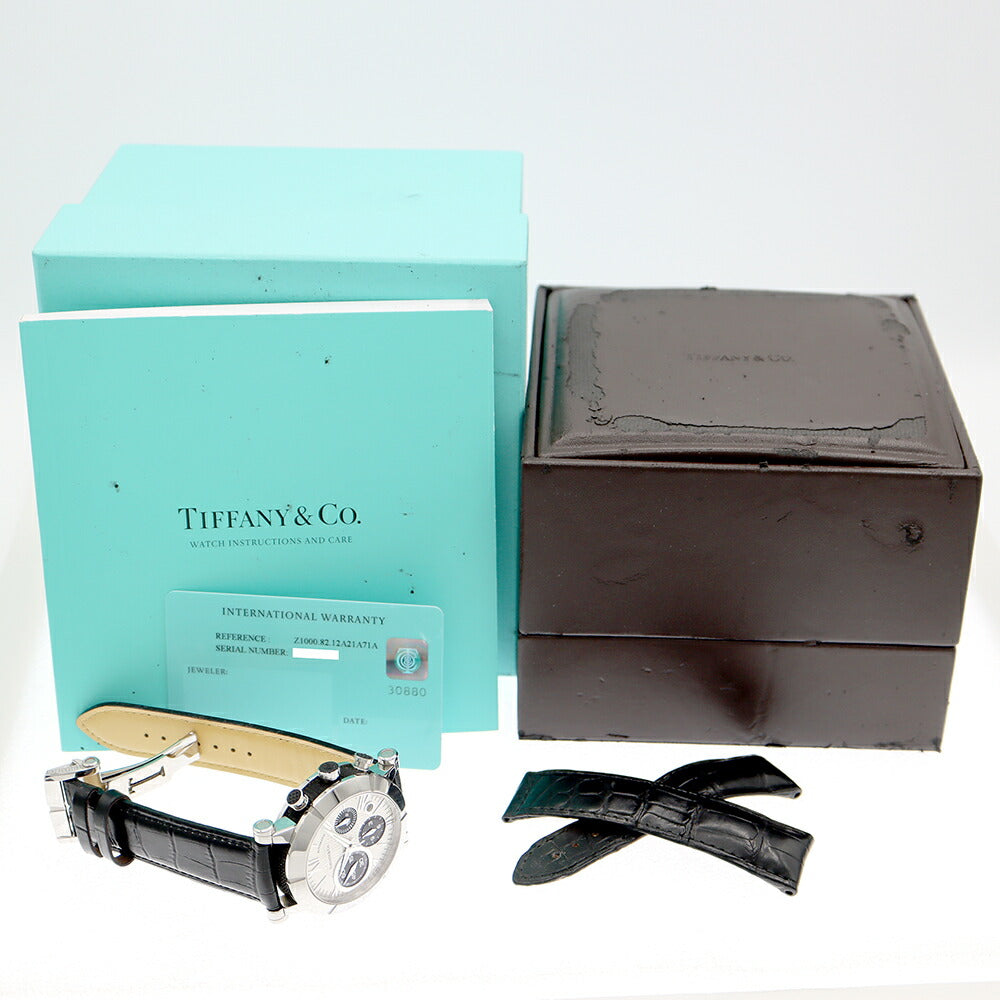 内部点検済 TIFFANY&Co. ティファニー アトラスジェント クロノグラフ Z1000 82 12A21A71A デイト シルバー SS ステンレス 純正尾錠 メンズ 自動巻き【6ヶ月保証】【腕時計】【中古】