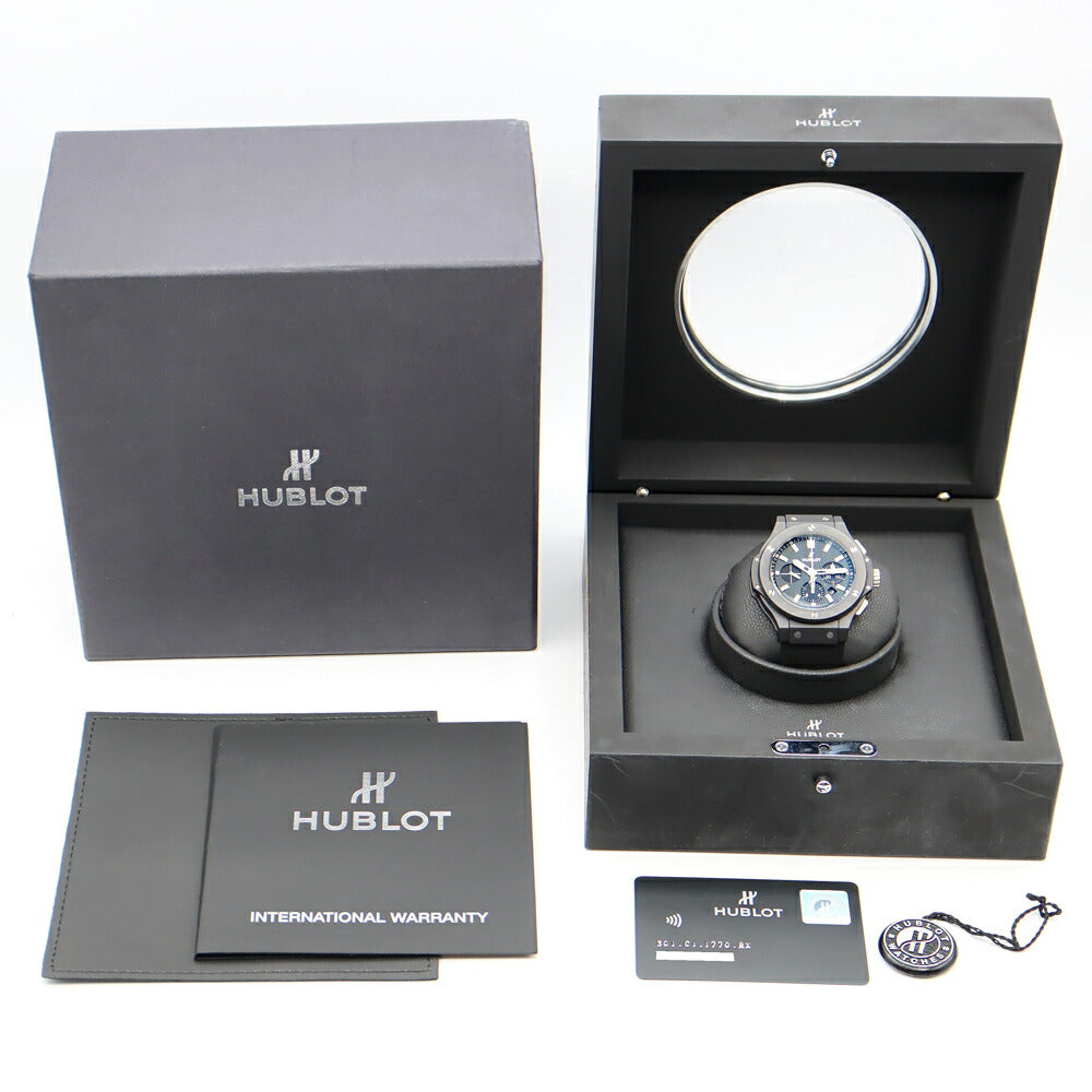 HUBLOT ウブロ ビッグバン エボリューション ブラックマジック 301.CI.1770.RX 44mm クロノグラフ 黒 ブラック セラミック チタン 純正ラバーベルト 純正尾錠 メンズ 自動巻き【6ヶ月保証】【腕時計】【中古】