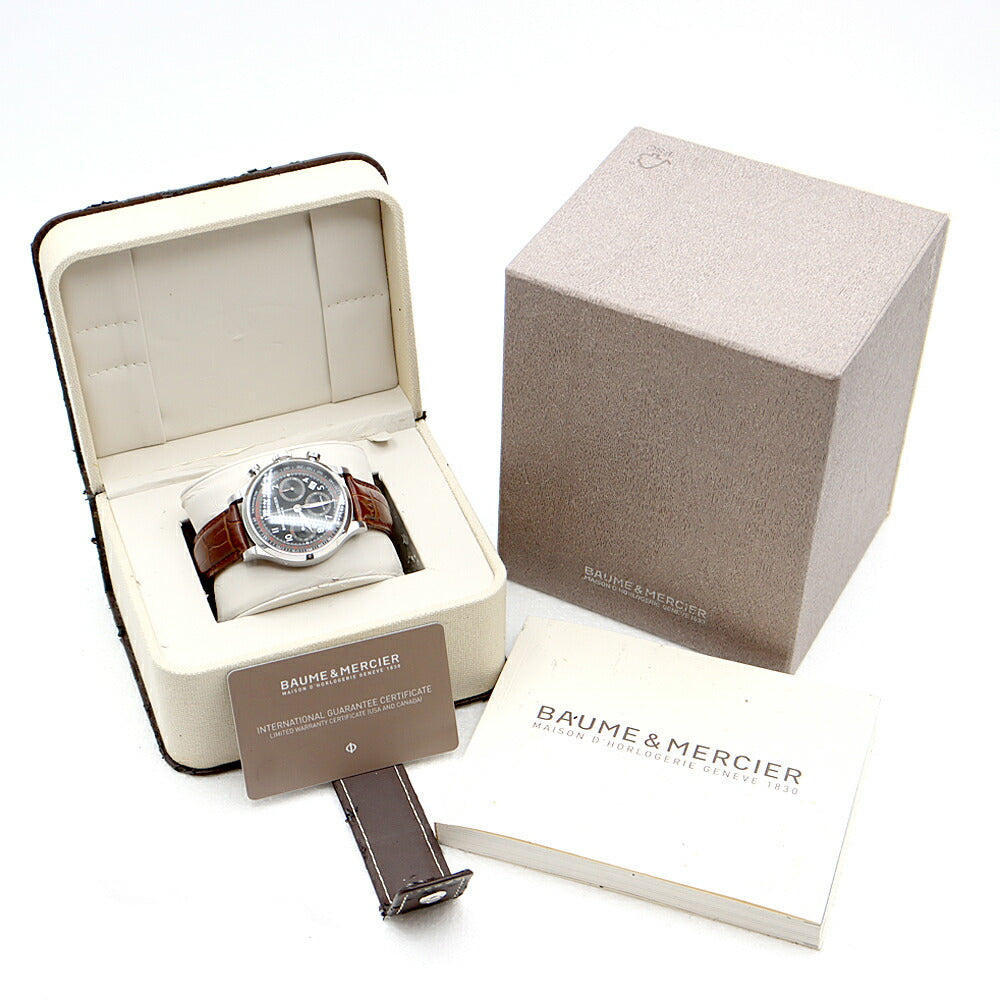 電池交換済 BAUME＆MERCIER ボーム&メルシェ ケープランド M0A10001 クロノグラフ グレー SS ステンレス 純正尾錠 メンズ 自動巻き【6ヶ月保証】【腕時計】【中古】