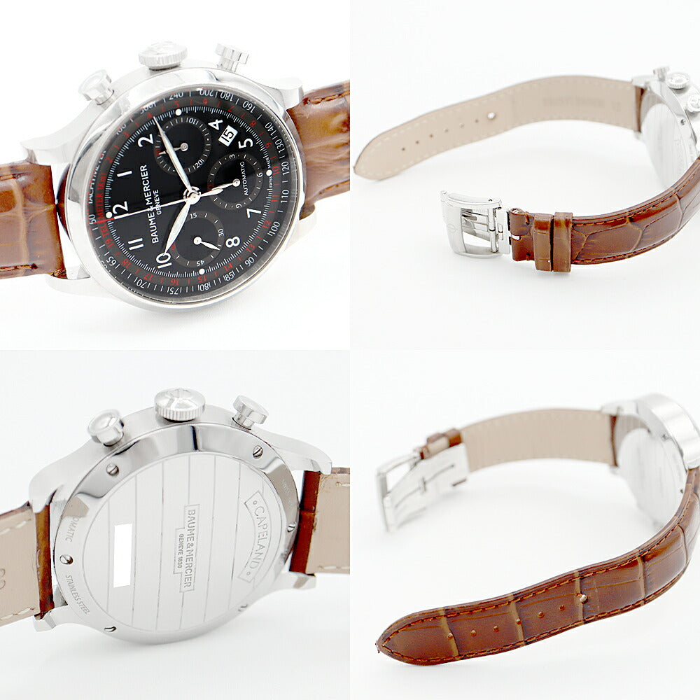 電池交換済 BAUME＆MERCIER ボーム&メルシェ ケープランド M0A10001 クロノグラフ グレー SS ステンレス 純正尾錠 メンズ 自動巻き【6ヶ月保証】【腕時計】【中古】