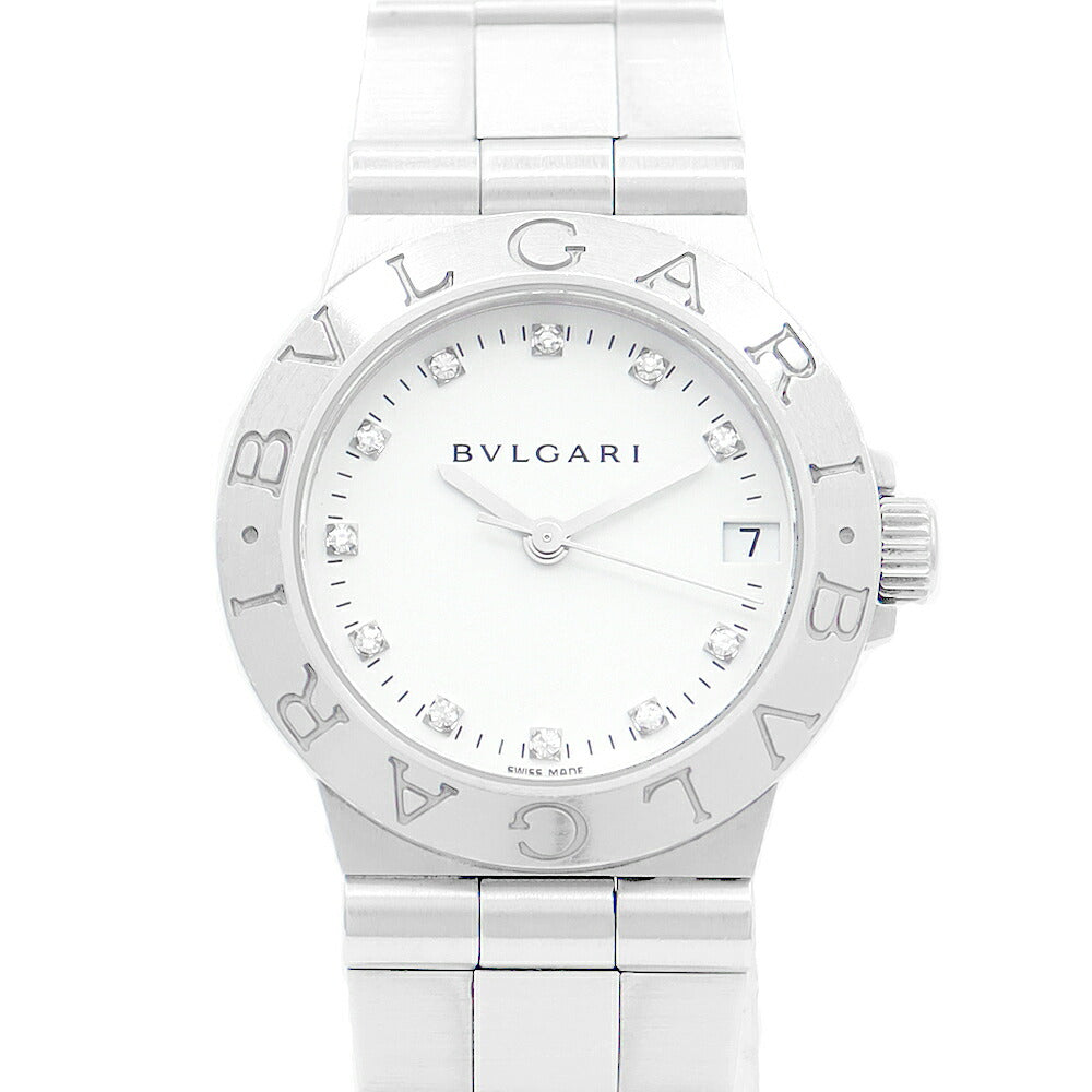 Battery replacement BVLGARI Bulgari Diagano Sports LCV29S Date Genuine Diamond 11P Diamond White White White SS Stainless Ladies Quartz [6 months Warranty] [Watch] [Used]